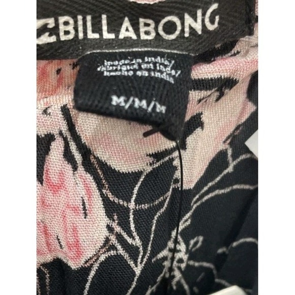 Billabong Black Floral Mini Dress Womens Medium Boho Beach Sundress Open Back - Picture 3 of 4
